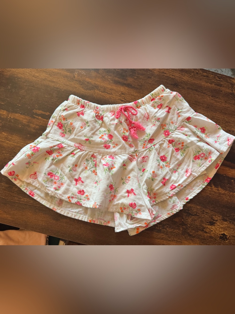 Floral Ruffle Skort in White and Pink